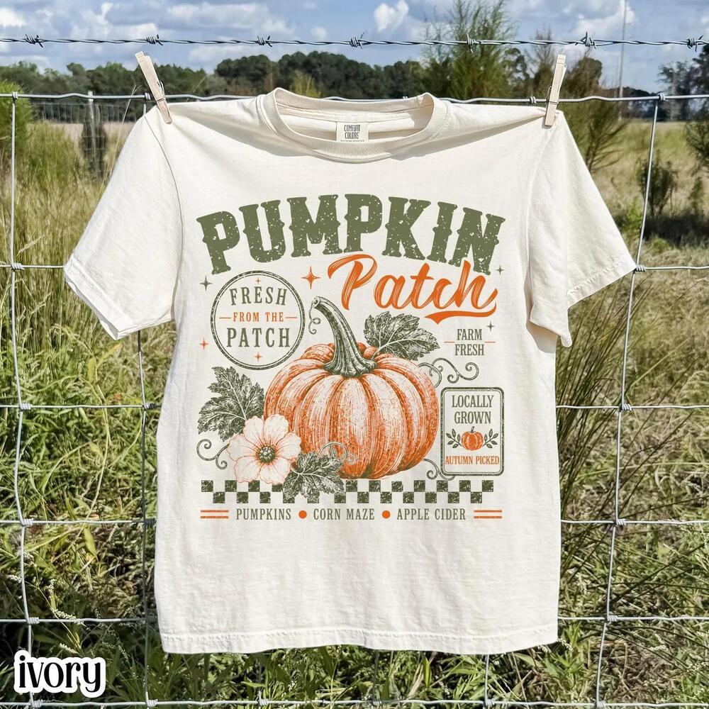 Retro Pumpkin Patch Shirt Autumn Harvest Season Tee Cozy Fall